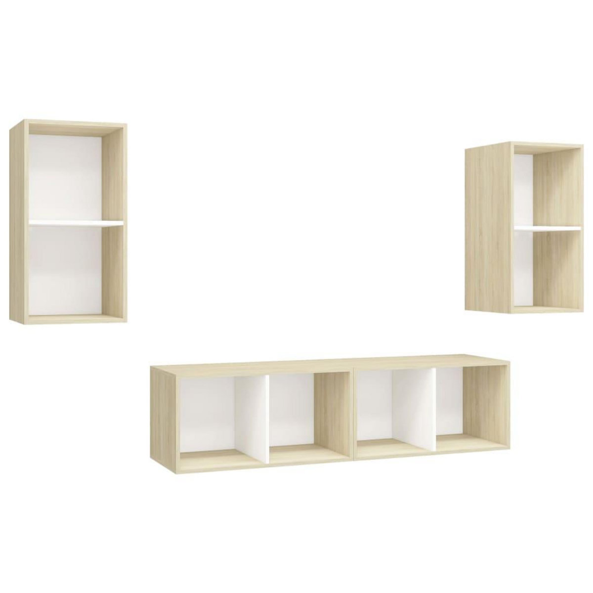 VIDAXL Meubles TV muraux 4 pcs Blanc et chene sonoma Bois d'ingenierie