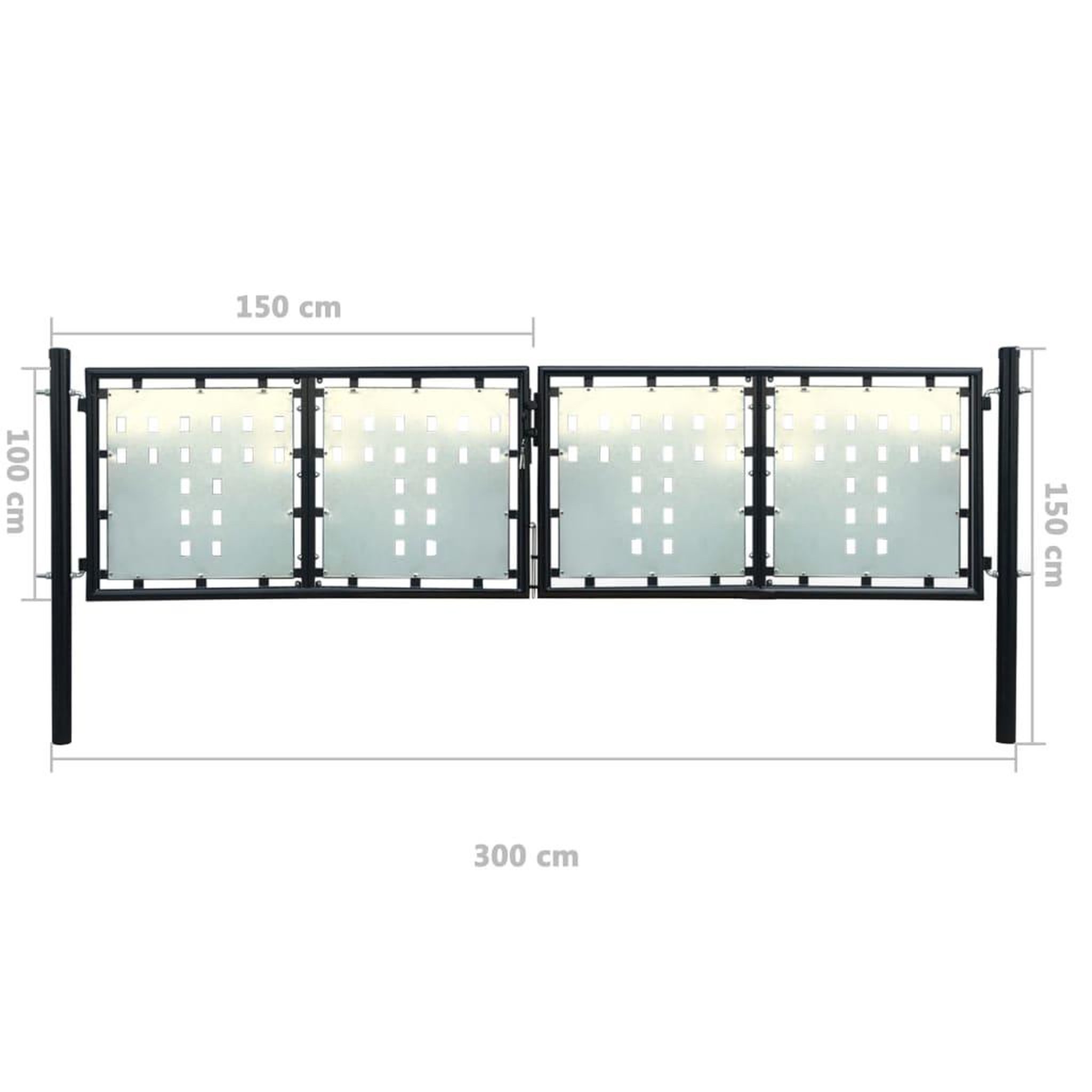Voir la diapositive 6 : VIDAXL Portail simple de cloture Noir 300x150 cm