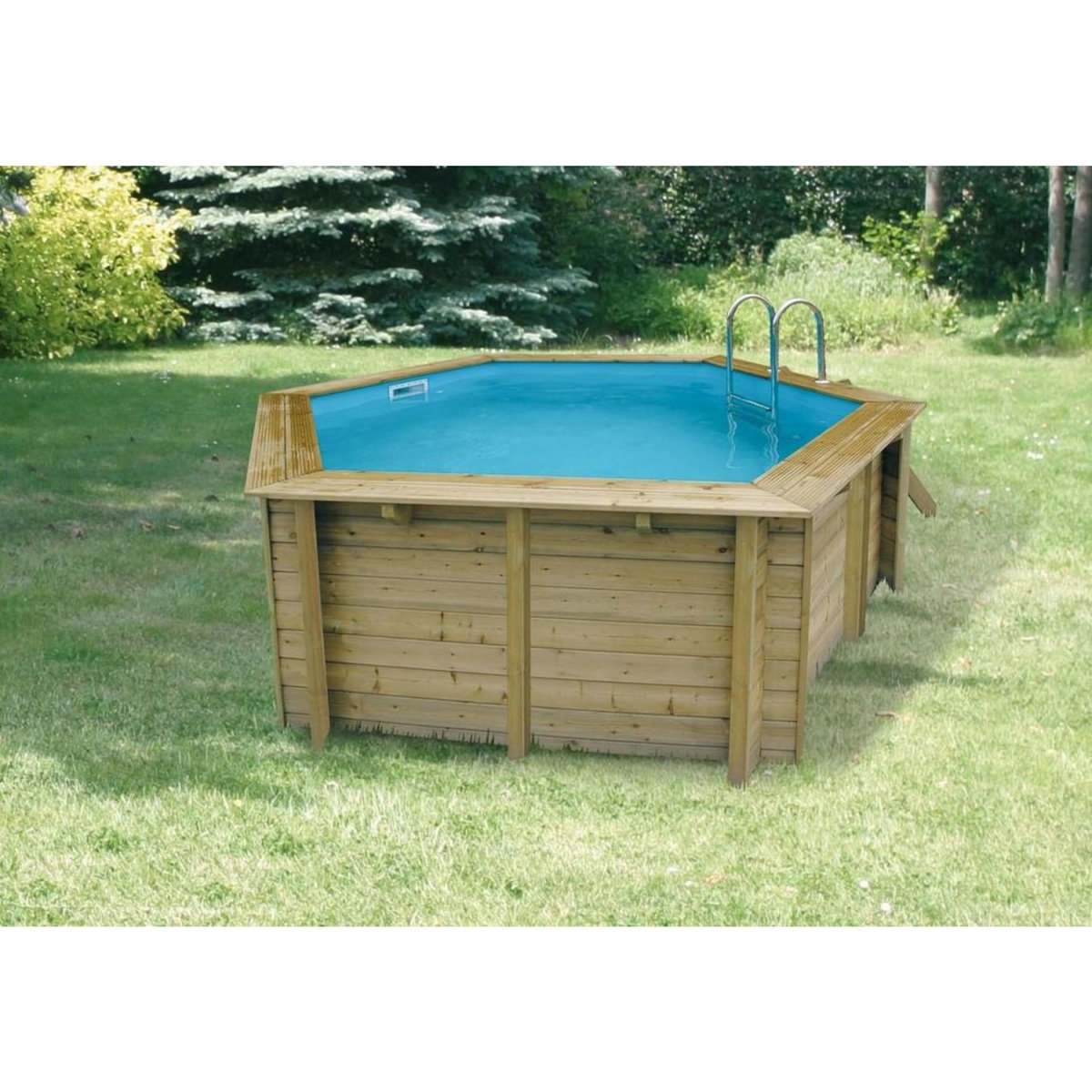 Piscine bois Azura 410 - H120cm - Liner bleu + Bâche à bulles Bâche de sécurité 410 cm 
