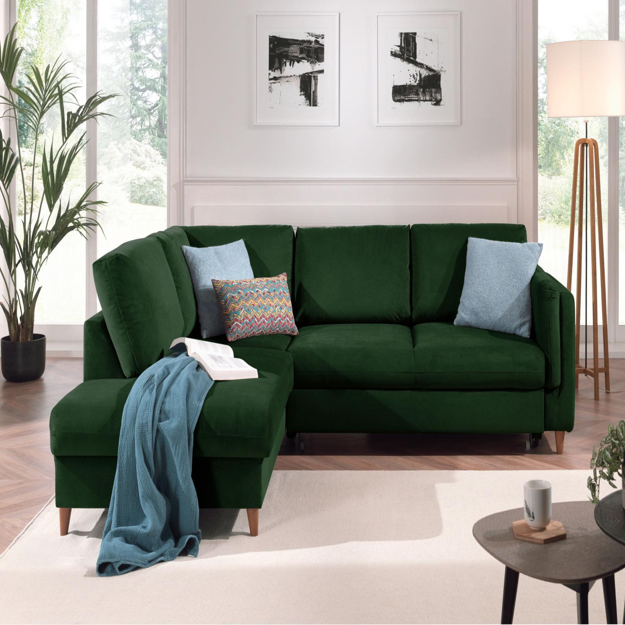 Voir la diapositive 2 : LISA DESIGN Brooke - canapé d'angle gauche - convertible - 5 places - en velours