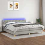 VIDAXL Sommier a lattes de lit matelas LED Gris clair 200x200 cm Tissu