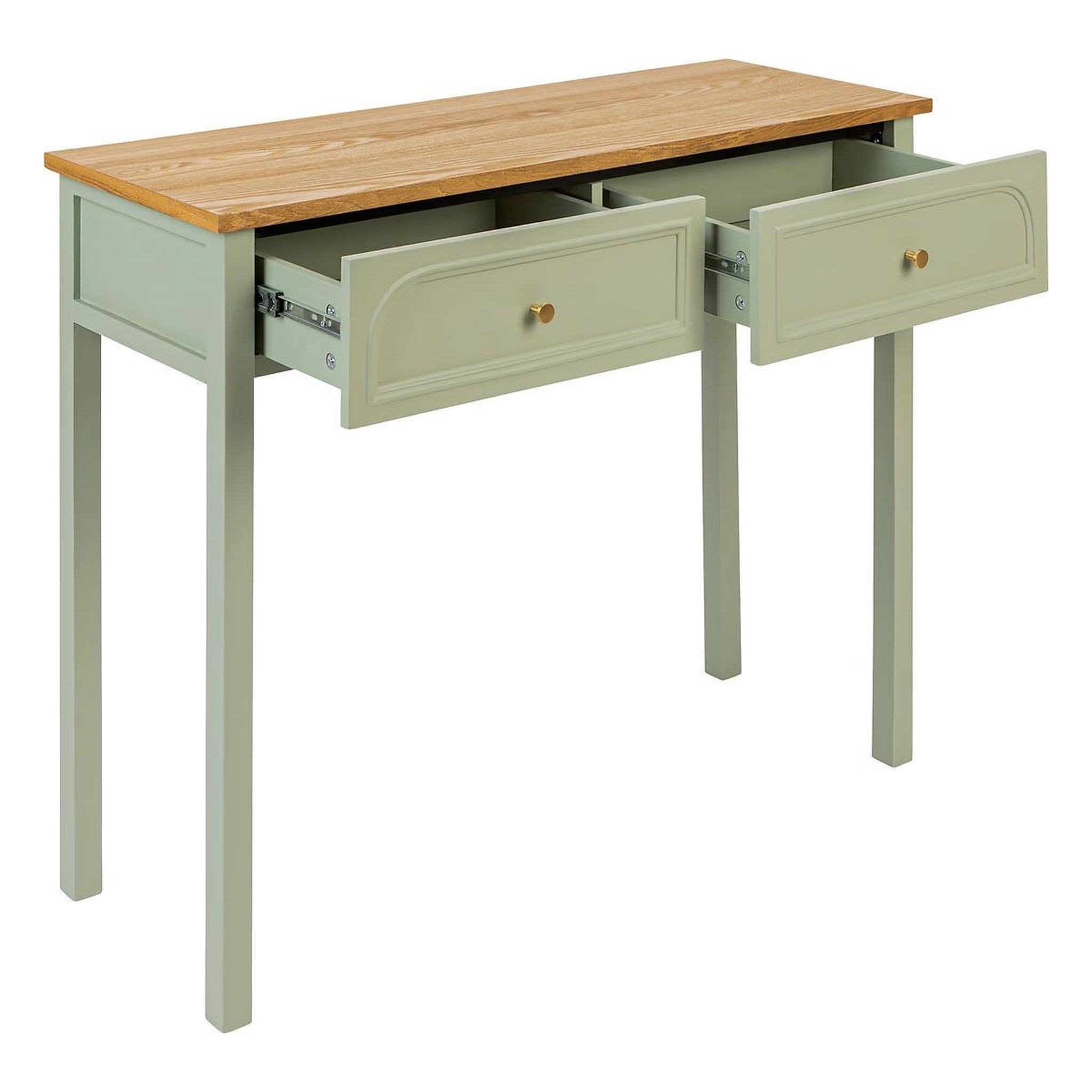Voir la diapositive 2 : ATMOSPHERA Console 2 tiroirs  mohéa  100cm vert céladon