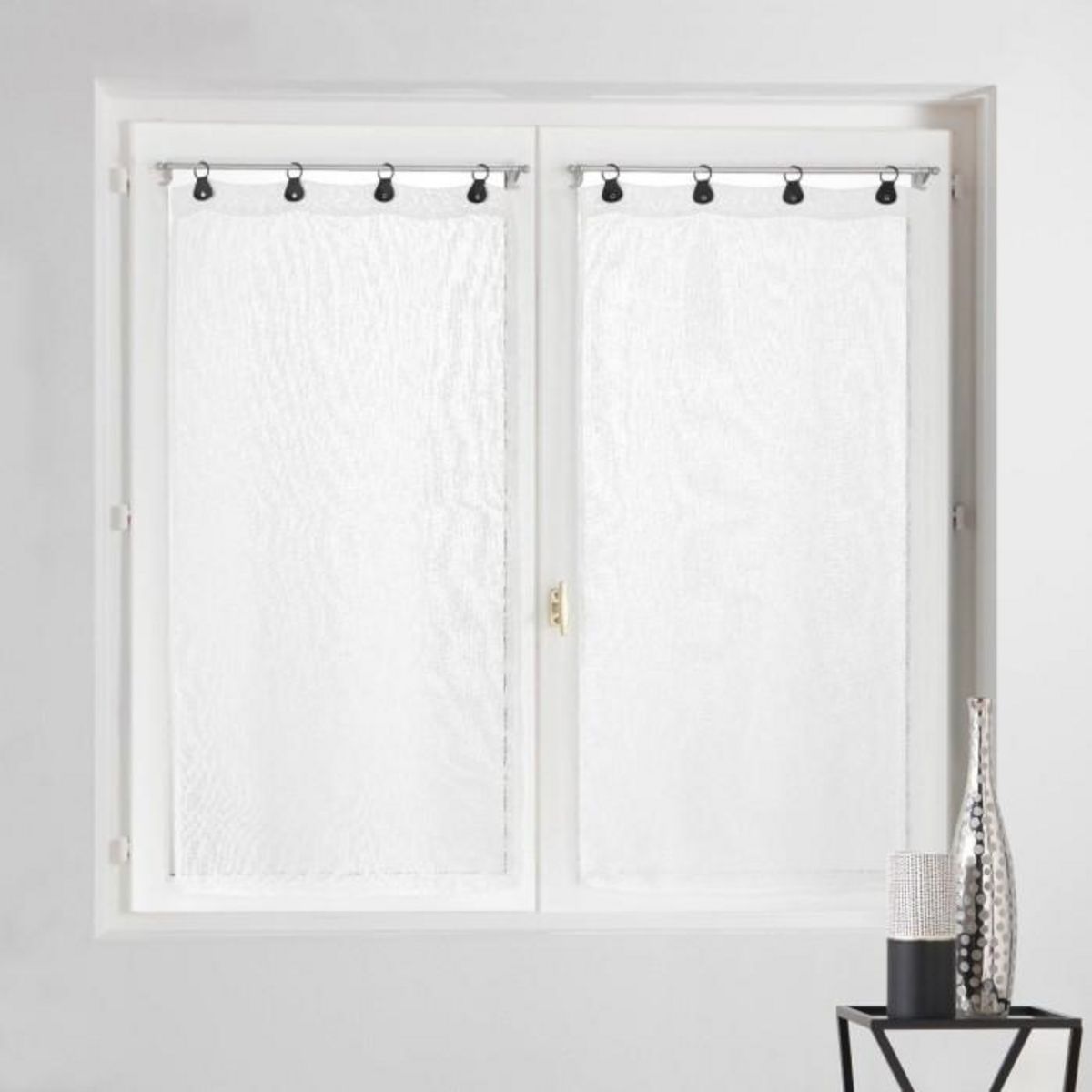 Paris Prix Paire de Voilages à Anneaux  Linka  60x160cm Blanc