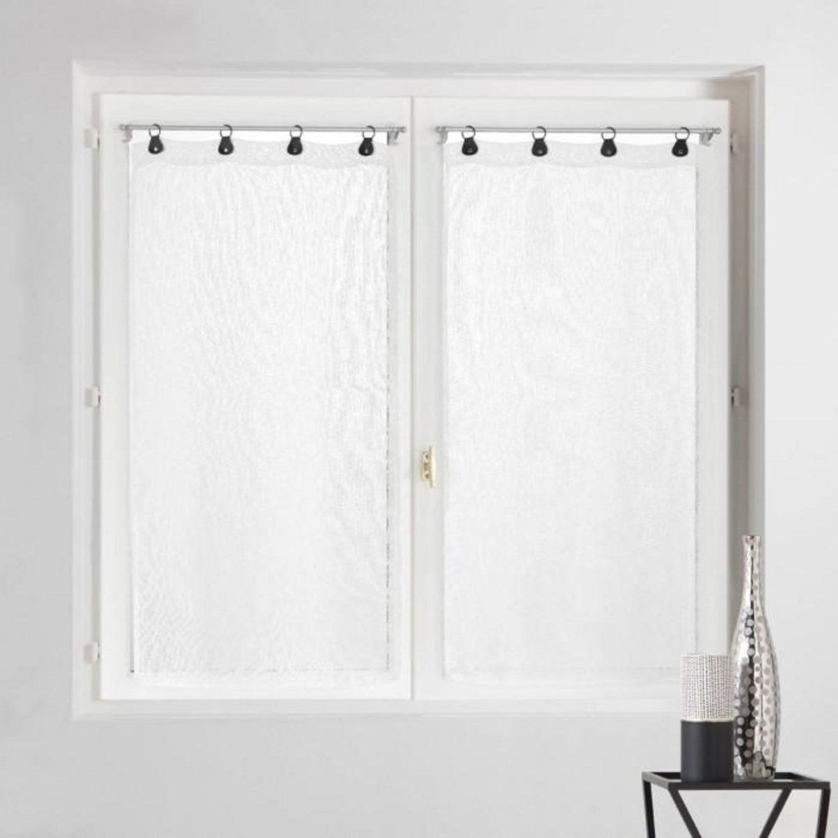 Paris Prix Paire de Voilages à Anneaux  Linka  60x160cm Blanc