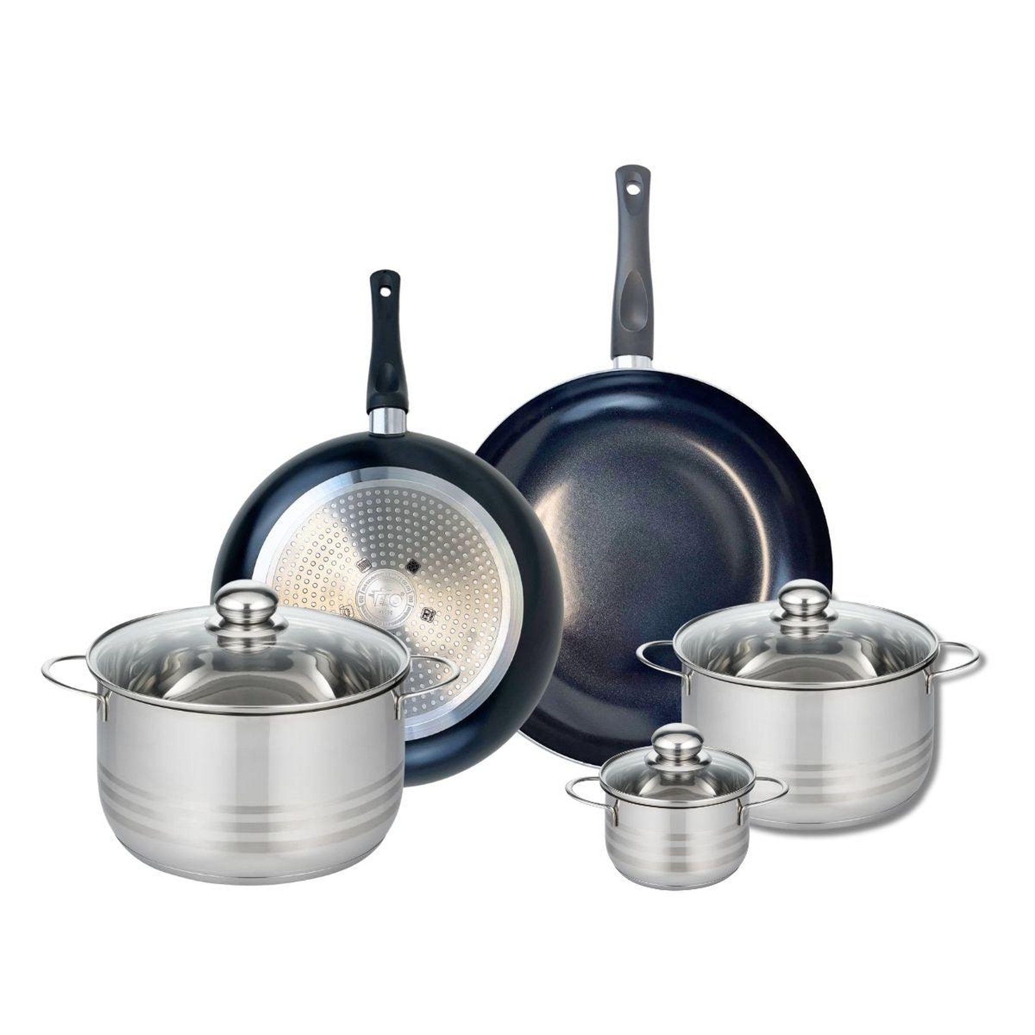 ELO Ensemble de 2 poêles de cuisson 28 et 32 cm et 3 faitouts 12, 20 et 24 cm elo prima brillant