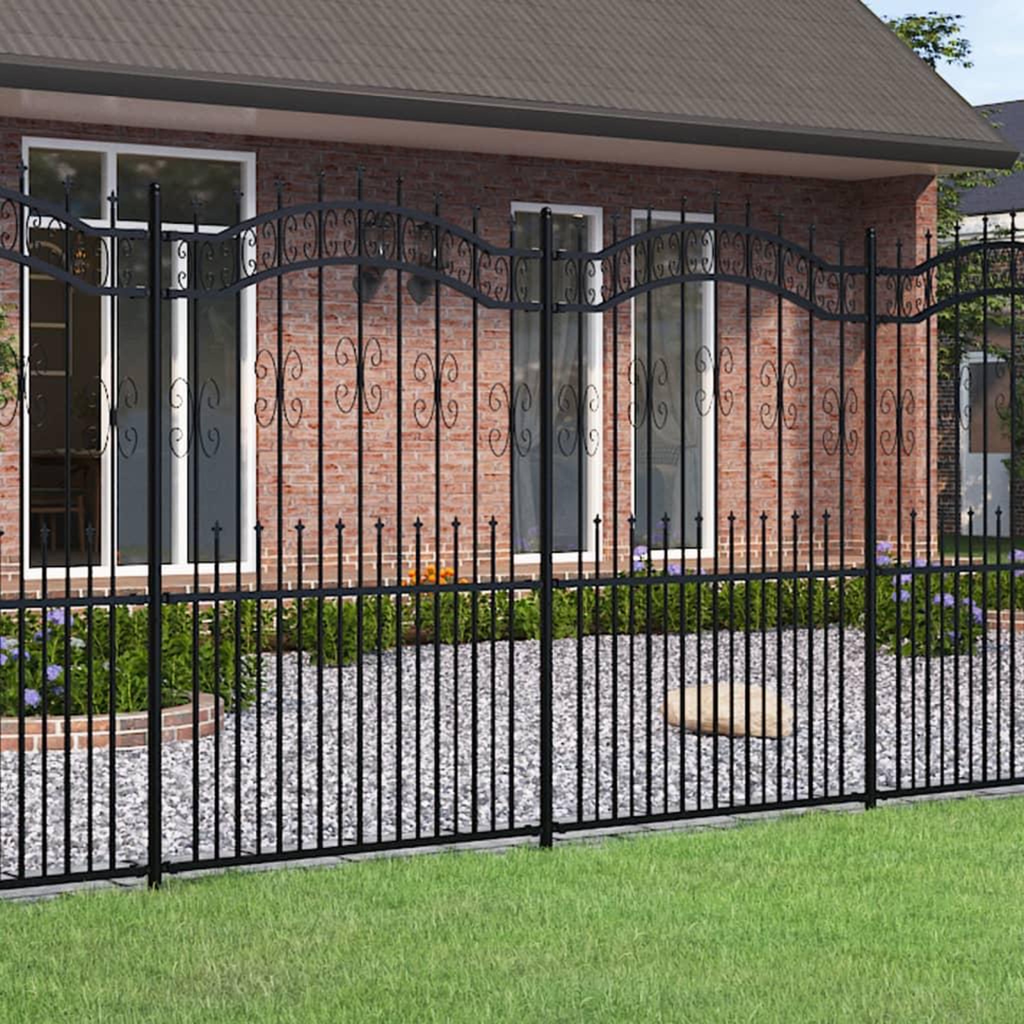 Voir la diapositive 1 : VIDAXL Cloture de jardin avec sommet de lance Noir 222 cm