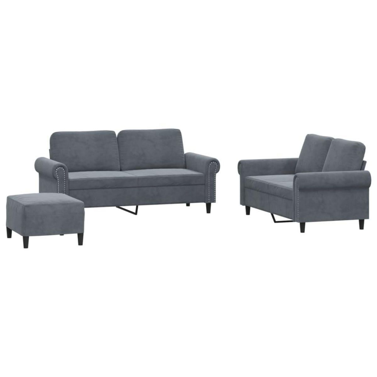 VIDAXL Ensemble de canapes 3 pcs avec coussins Gris fonce Velours
