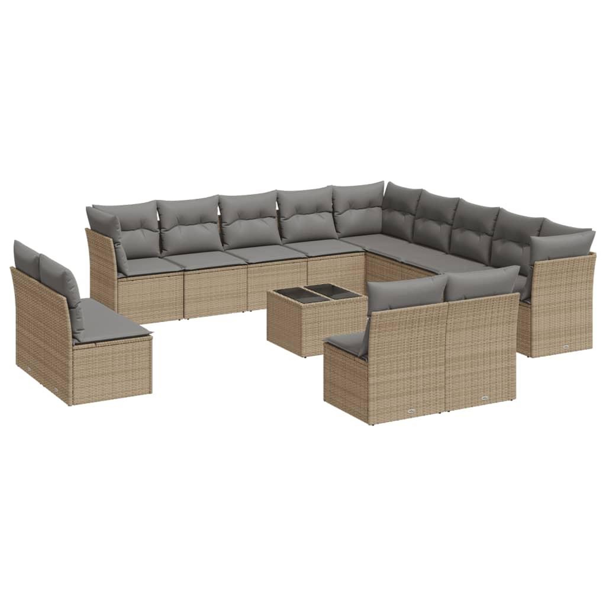 Voir la diapositive 2 : VIDAXL Salon de jardin avec coussins 14 pcs beige resine tressee