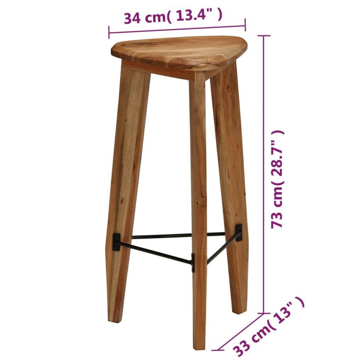 VIDAXL Tabourets de bar lot de 2 bois d'acacia massif