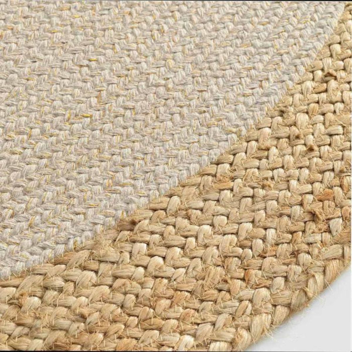 Paris Prix Tapis Déco Rond en Jute  Mario  120cm Naturel & Or