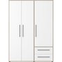 Voir la diapositive 3 : MARKET24 Armoire de chambre - MOKKARIS - Chene Sonoma / Blanc mat - 3 portes - 144,4 x 58,8 x 200,1 cm