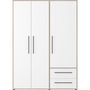 Voir la diapositive 3 : MARKET24 Armoire de chambre - MOKKARIS - Chene Sonoma / Blanc mat - 3 portes - 144,4 x 58,8 x 200,1 cm