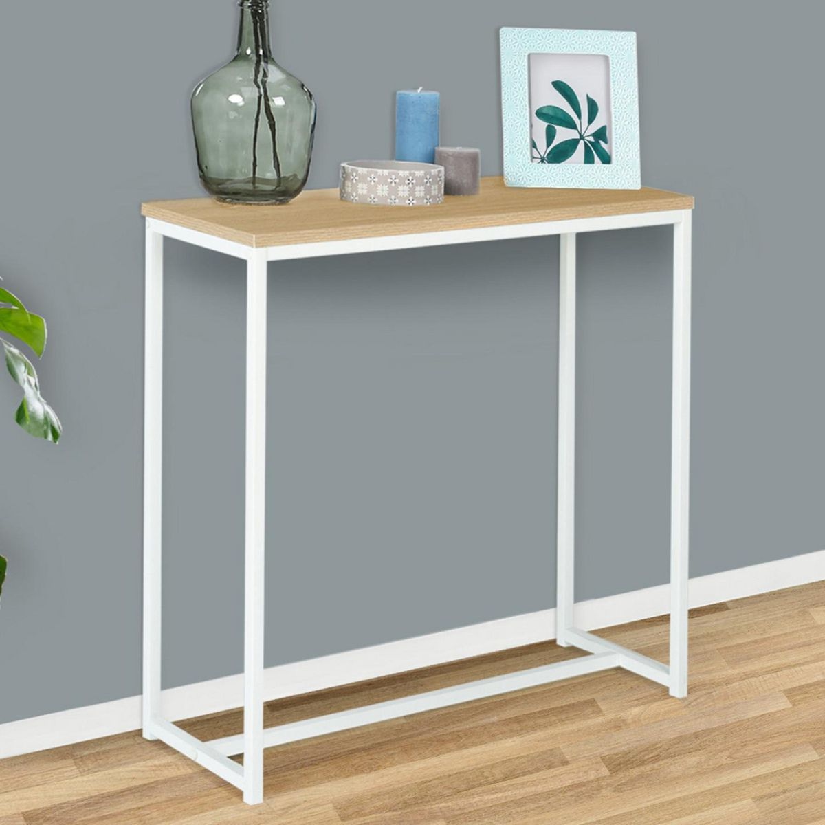 ID MARKET Console DETROIT design industriel bois et métal blanc