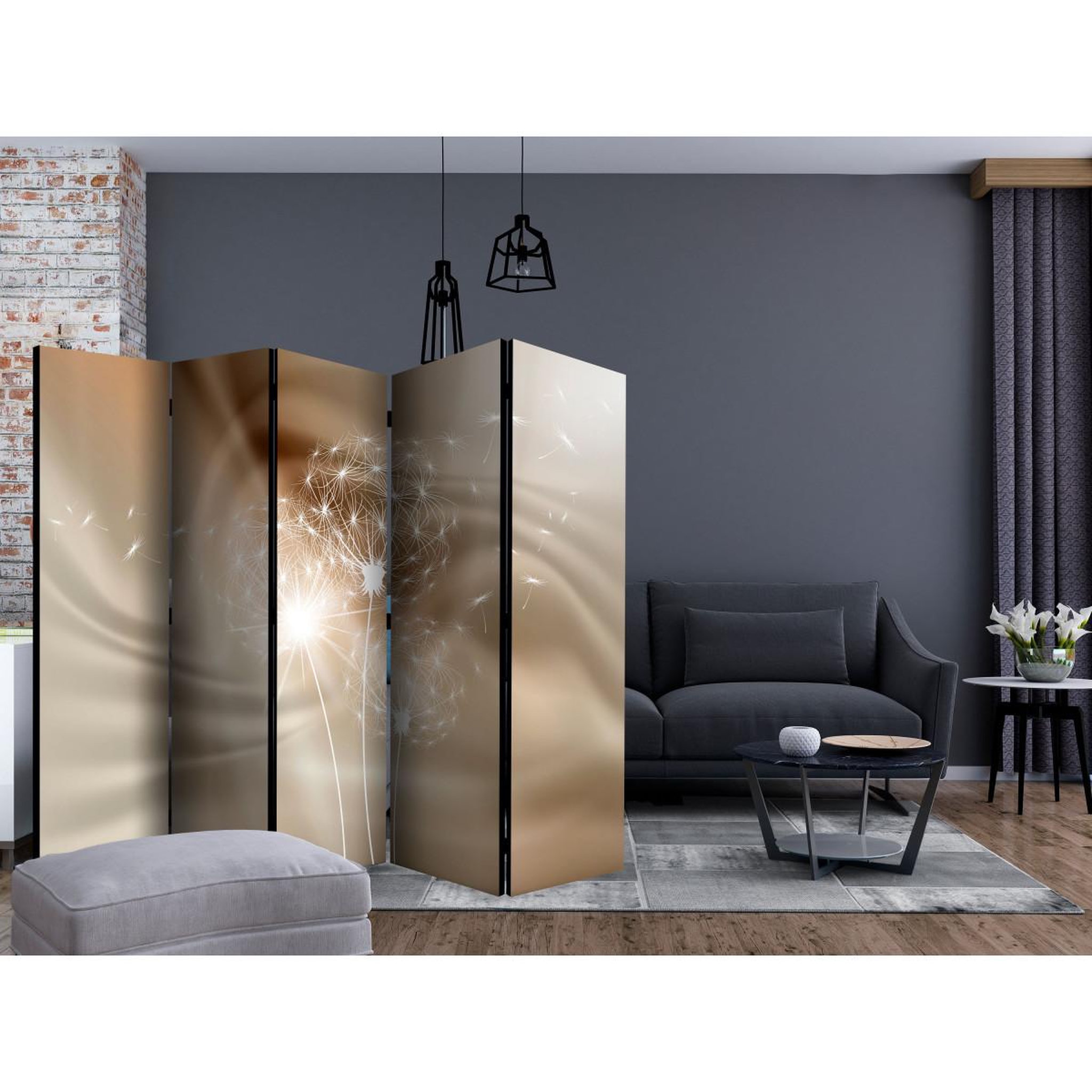 Voir la diapositive 2 : Paris Prix Paravent 5 volets  solar illusion  172x225cm