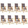 Voir la diapositive 2 : VIDAXL Chaises inclinables de jardin lot de 8 tissu et bois massif