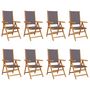 Voir la diapositive 2 : VIDAXL Chaises inclinables de jardin lot de 8 tissu et bois massif