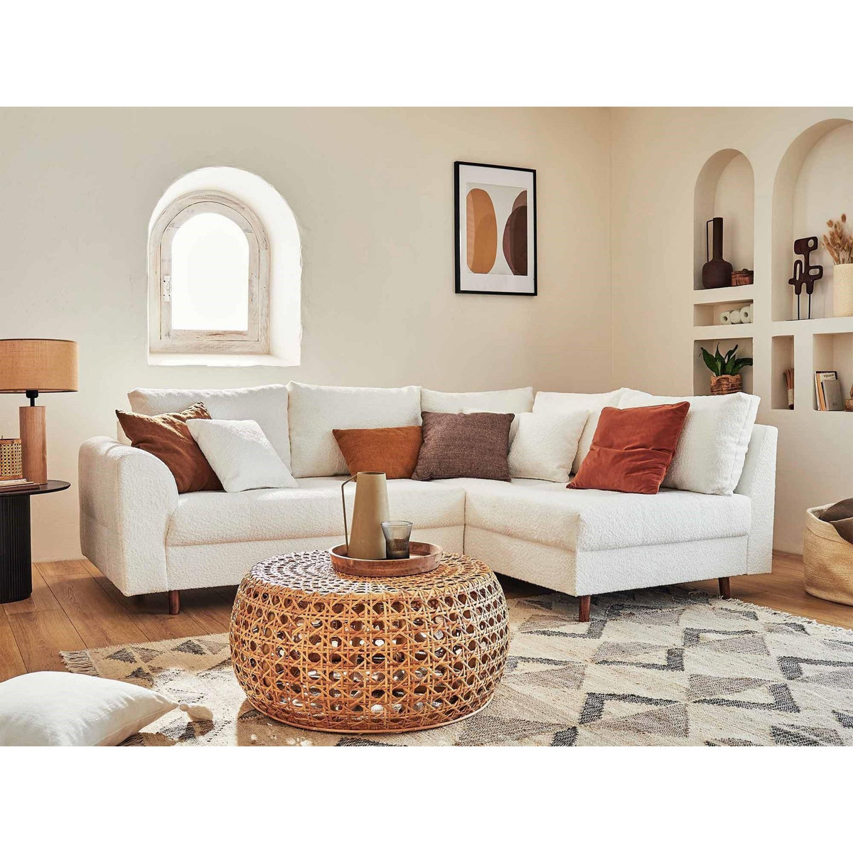 LISA DESIGN Rune - canapé d'angle droit - 4 places - en tissu bouclette