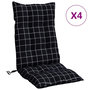 Voir la diapositive 2 : VIDAXL Coussins de chaise a dossier haut lot de 4 motif carreaux noir