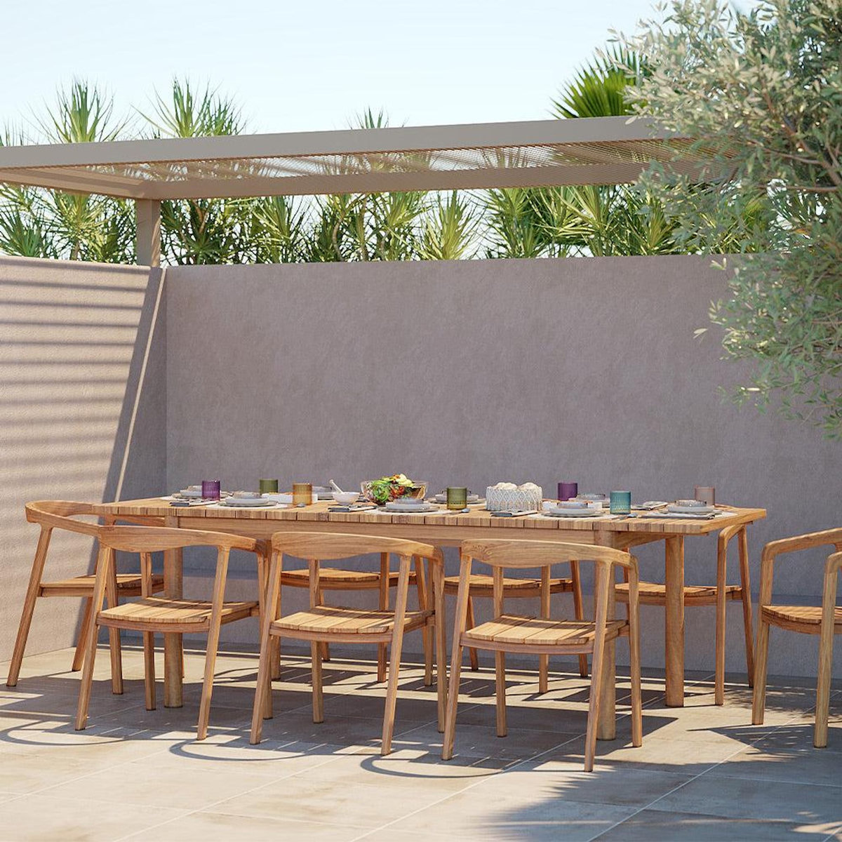 Rendez vous déco Table et chaises de jardin 8 personnes en teck massif-Kora