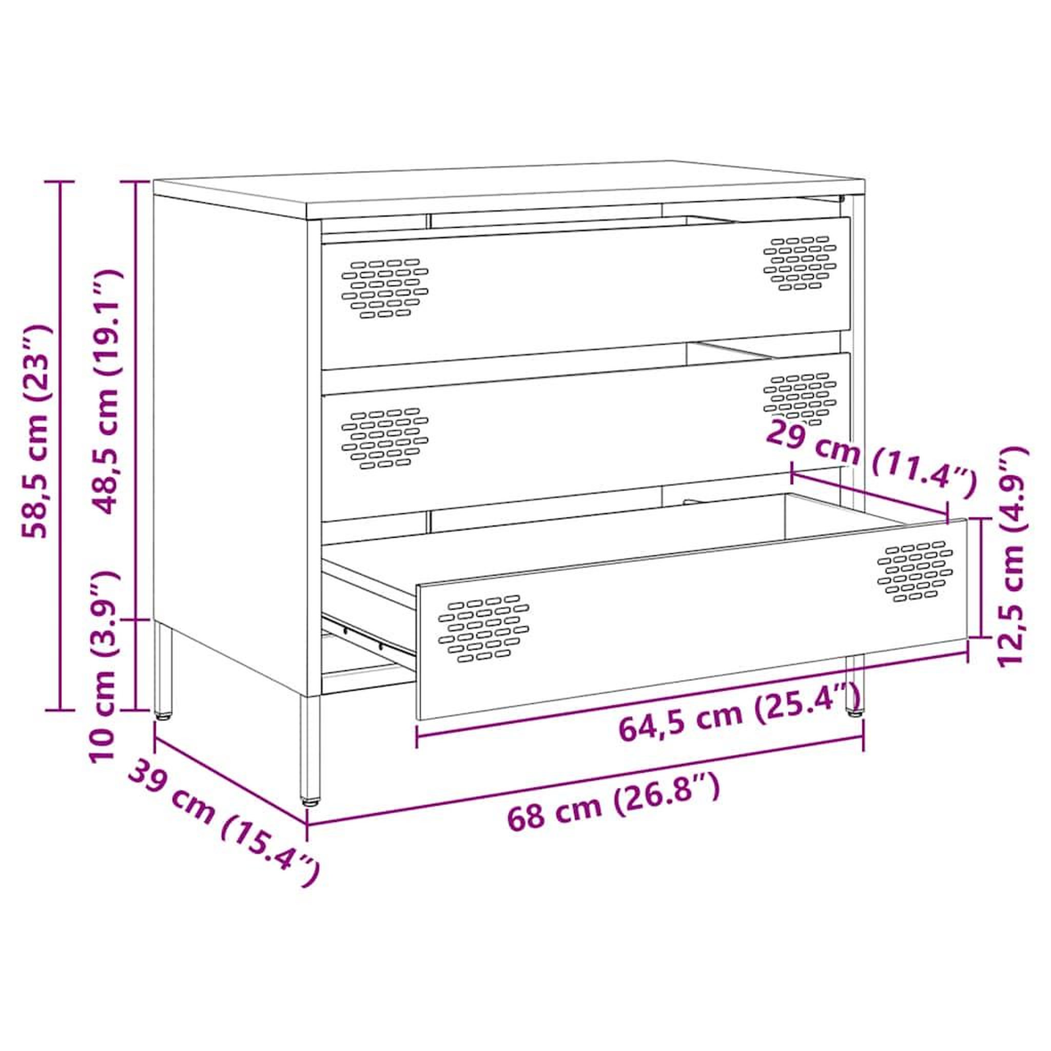 Voir la diapositive 6 : VIDAXL Buffet blanc 68x39x58,5 cm acier lamine a froid