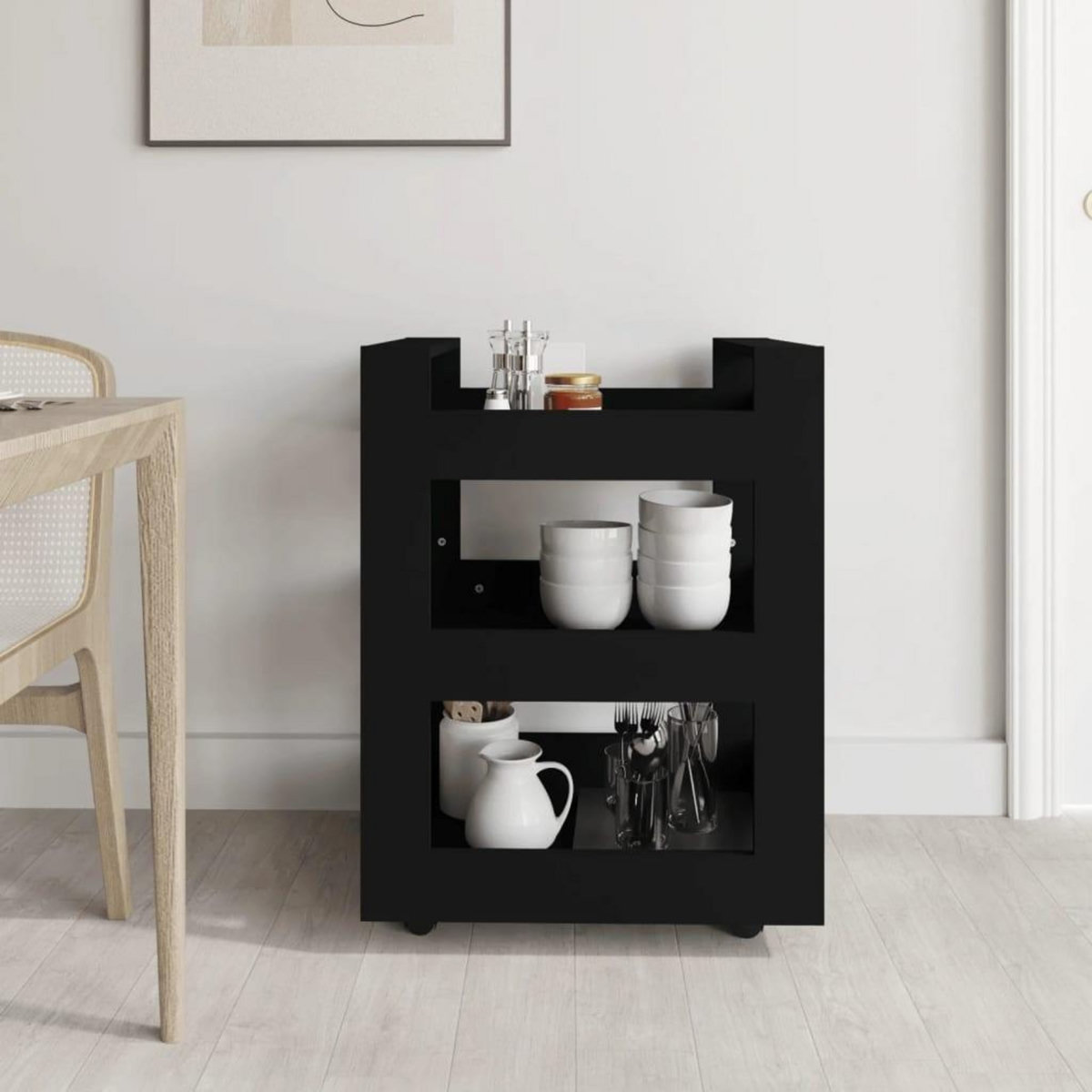 VIDAXL Chariot de cuisine Noir 60x45x80 cm Bois d'ingenierie