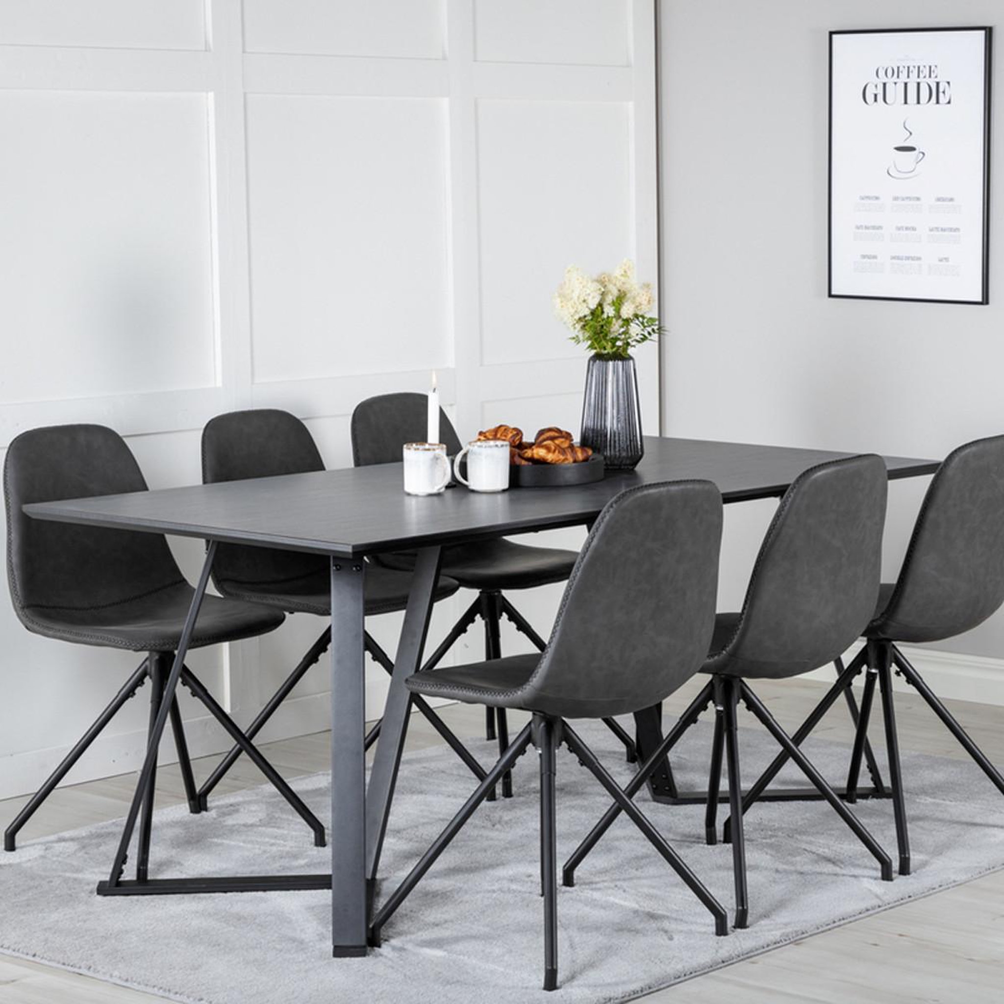 Voir la diapositive 5 : Paris Prix Ensemble table à manger & 6 chaises design  marina & polar  180cm noir