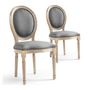 Voir la diapositive 1 : Paris Prix Lot de 20 Chaises Médaillon Tissu  Versailles  96cm Gris Clair