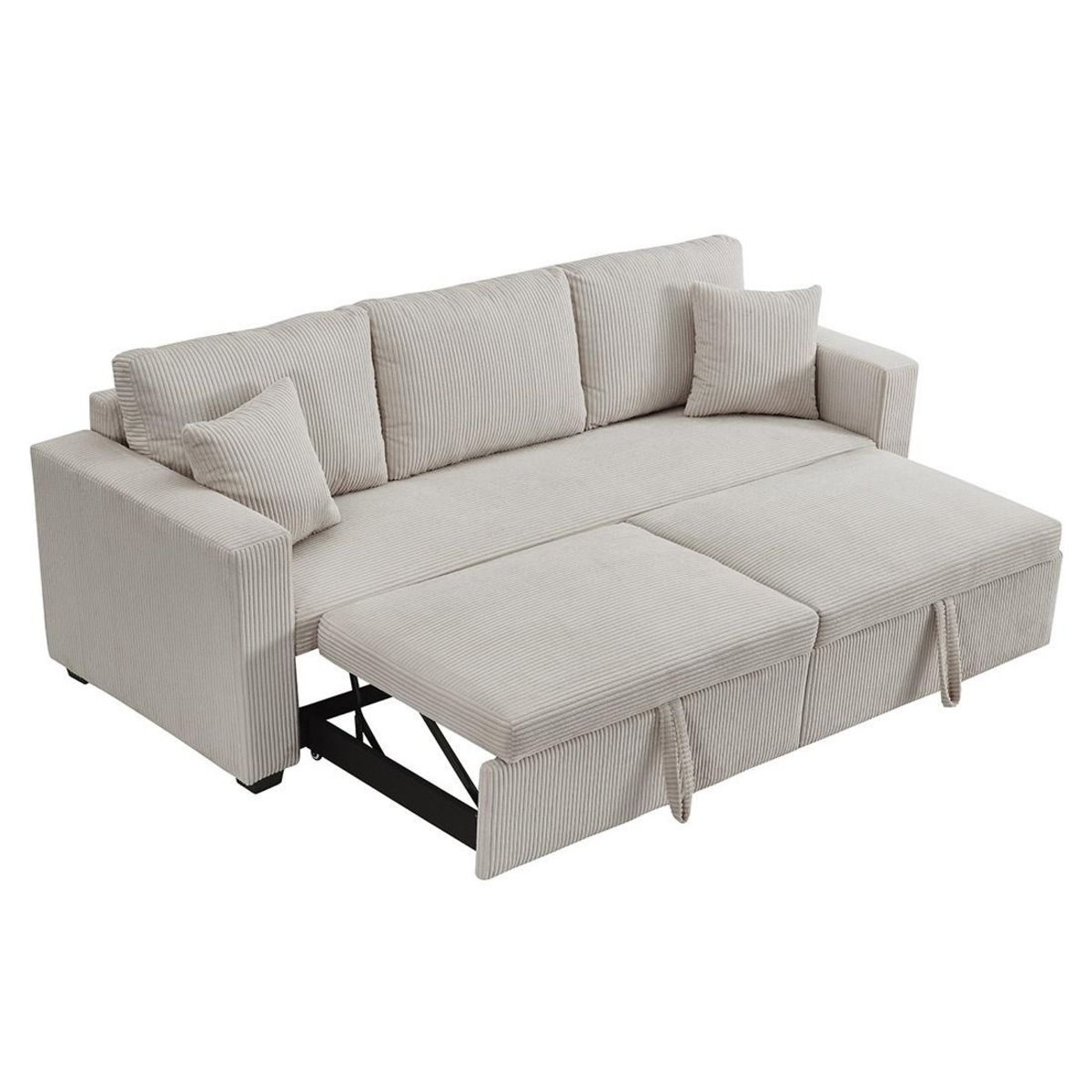 BEST MOBILIER Cyrus - canapé droit 3 places convertible en velours côtelé