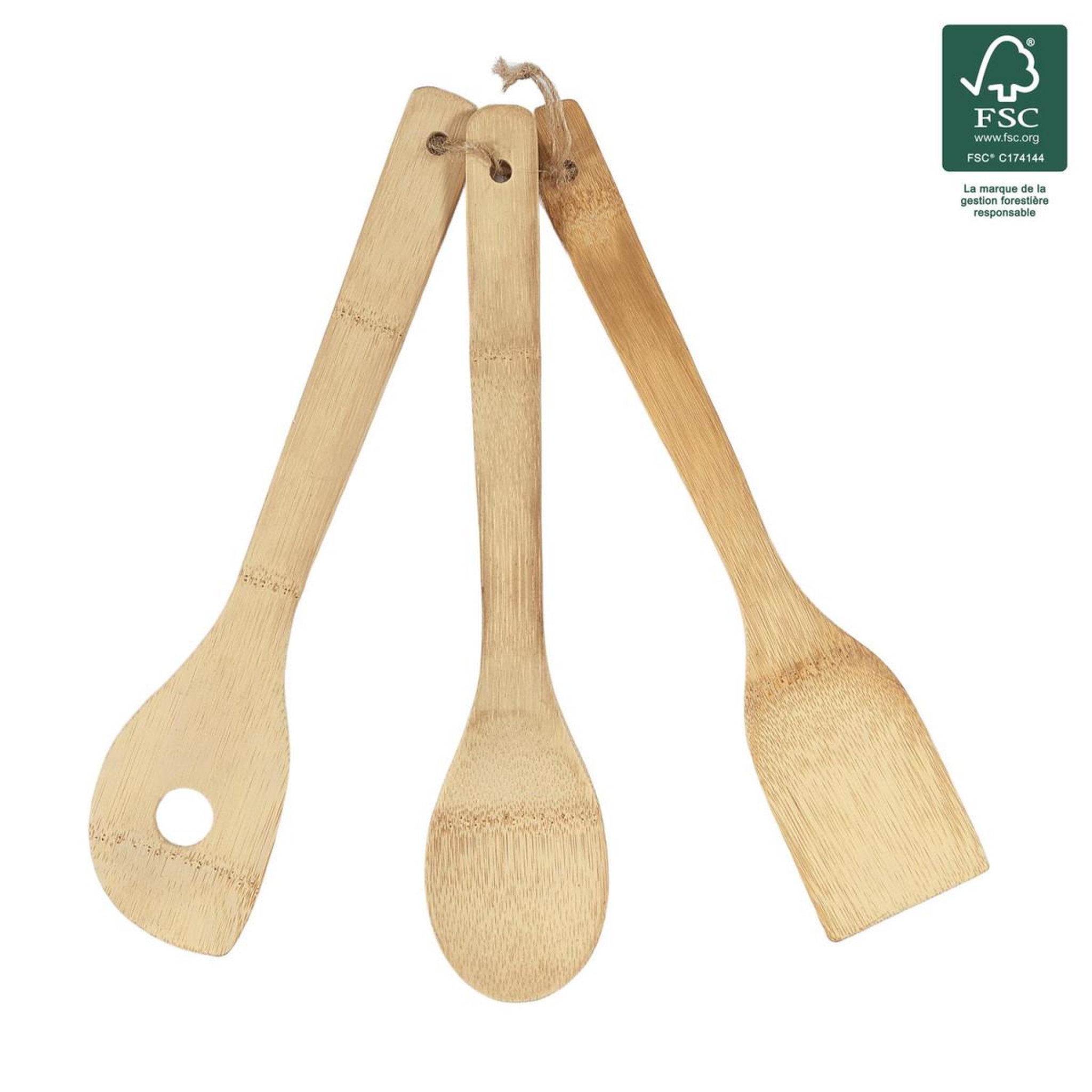 Voir la diapositive 3 : COOK CONCEPT Lot de 3 ustensiles de cuisine  bambou  30cm naturel