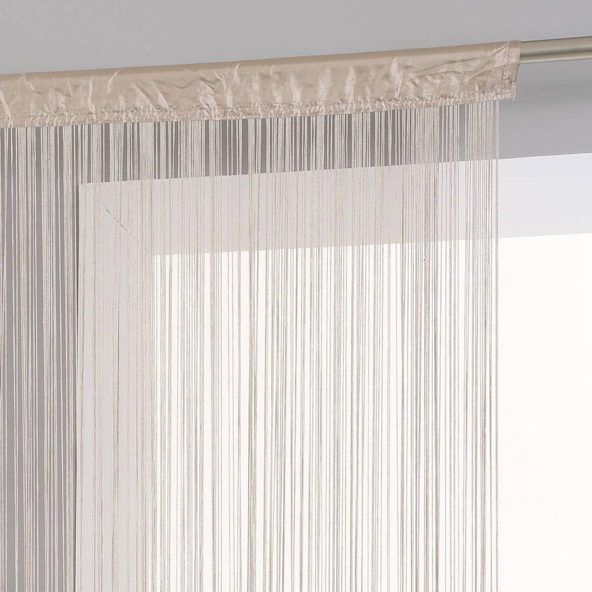 Voir la diapositive 2 : TOILINUX Lot de 2 rideaux fils décoratifs - 90 x 200 cm - beige