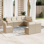VIDAXL Salon de jardin avec coussins 8 pcs beige resine tressee