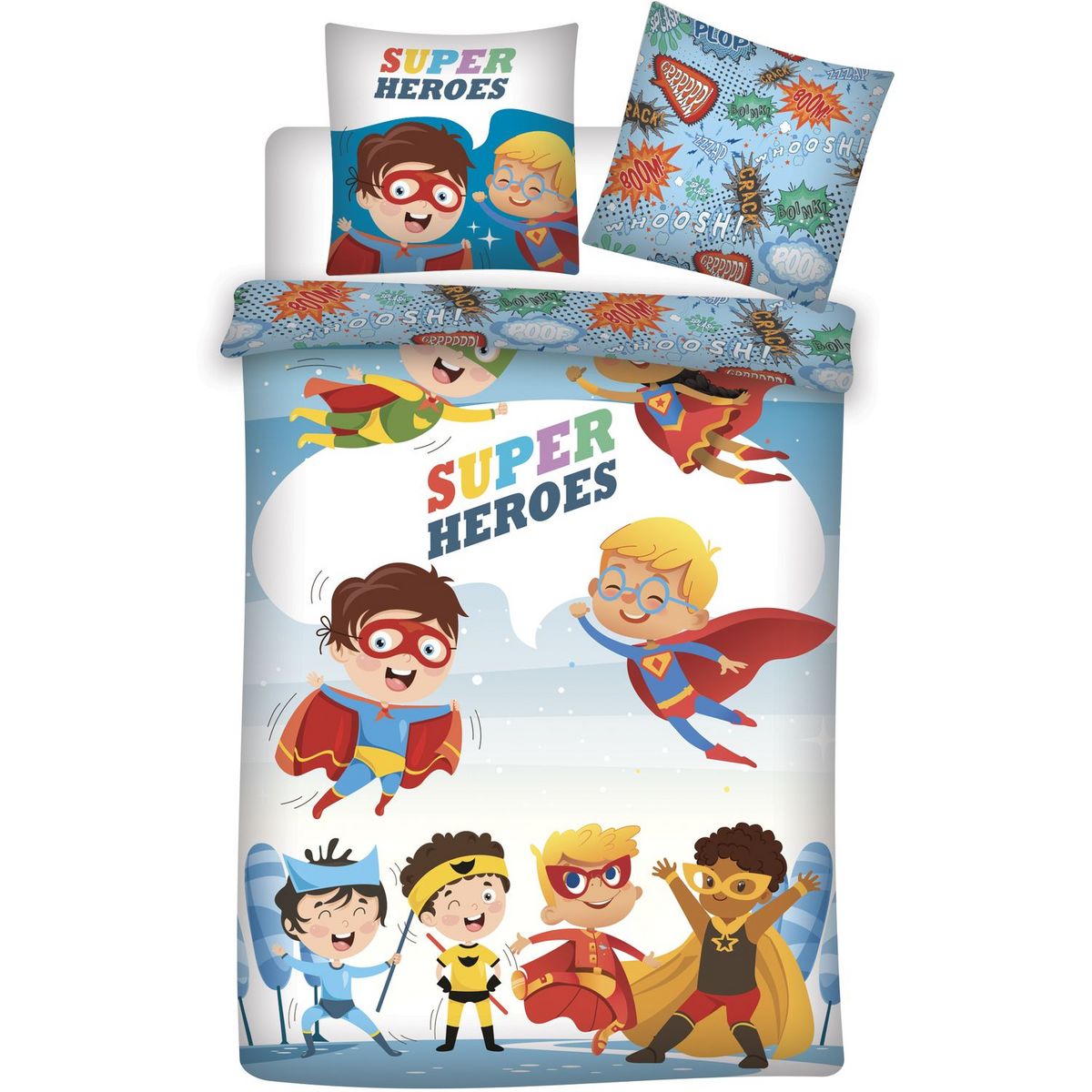 Parure housse de couette enfant en microfibre SUPER HEROES