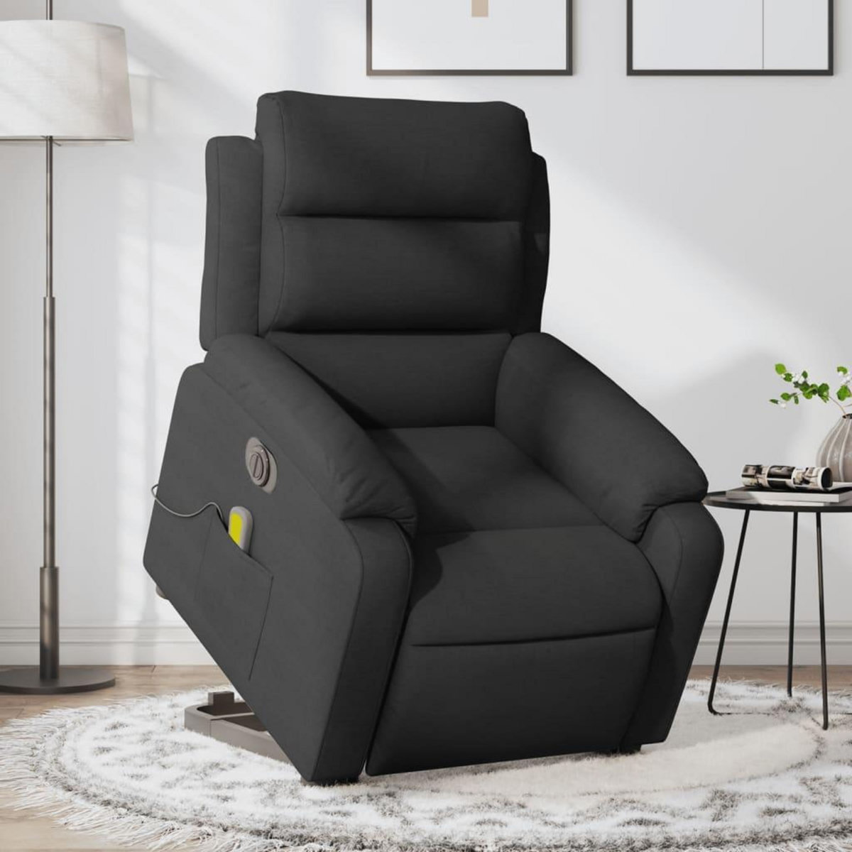 VIDAXL Fauteuil inclinable de massage electrique Noir Tissu