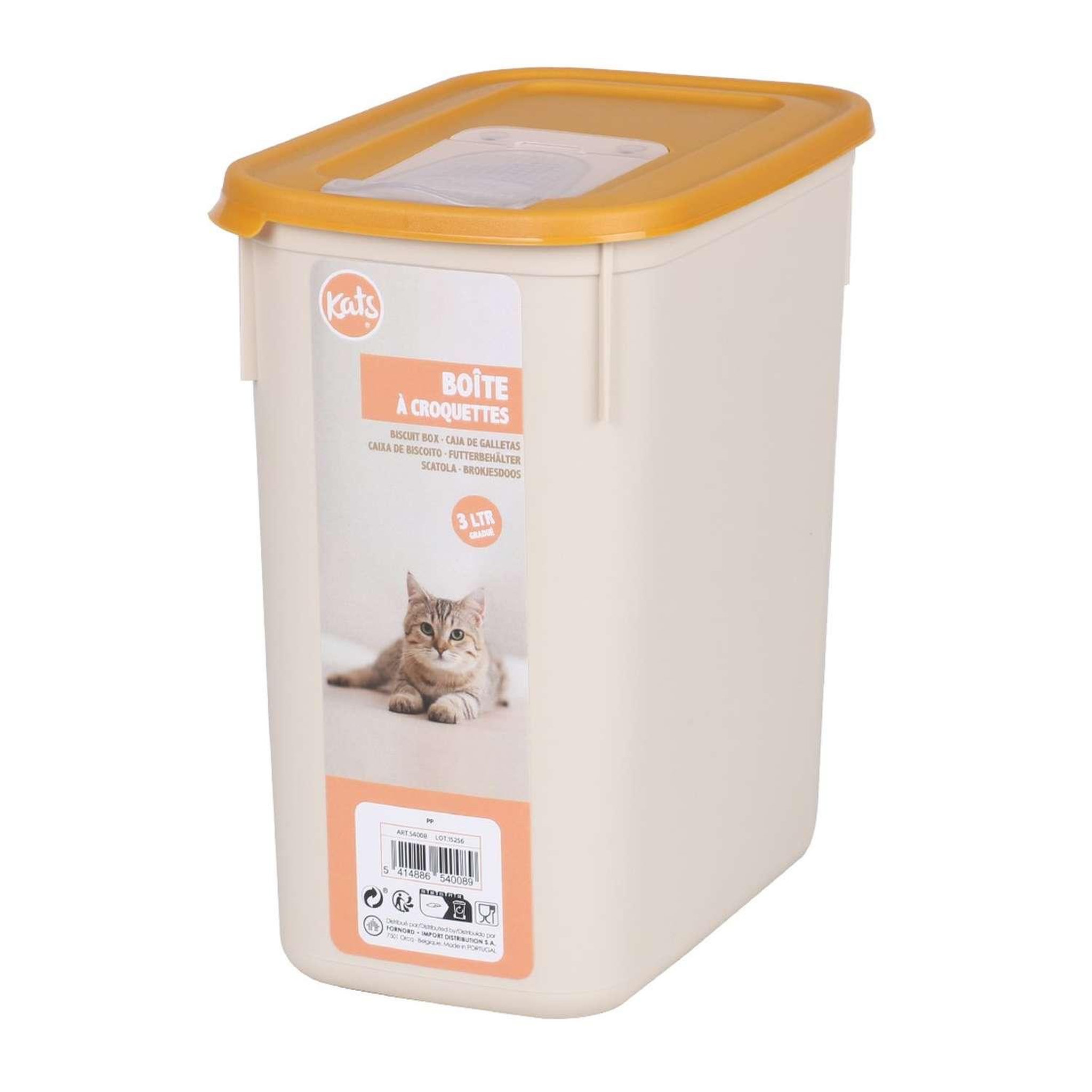 Voir la diapositive 2 : TOILINUX Boite conteneur à croquettes graduée pour chat - 3l