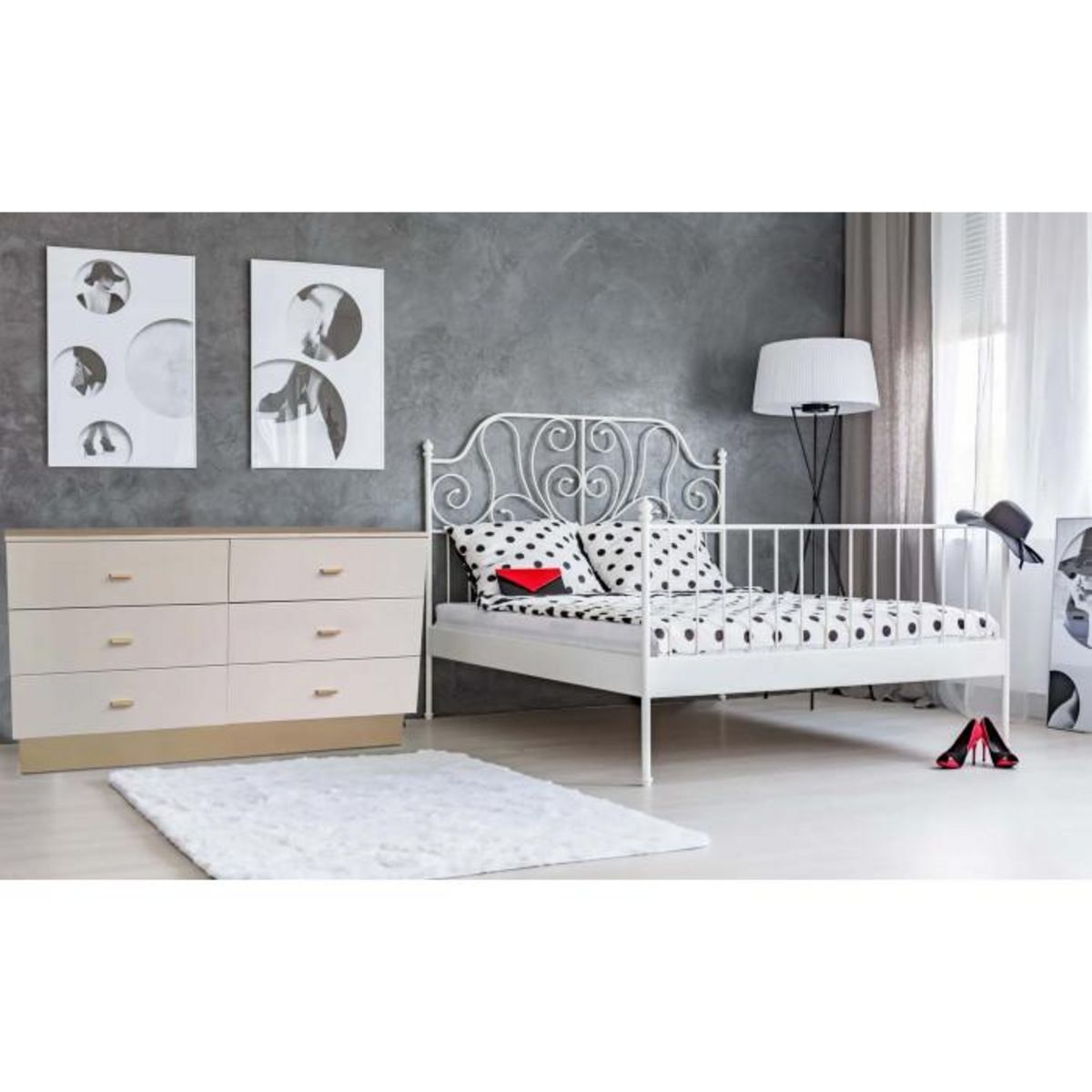 Paris Prix Commode 6 Tiroirs Design  Tazea  160cm Taupe