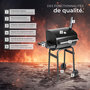 Voir la diapositive 4 : tectake Barbecue charbon avec thermomètre équipé de 2 roues pour un piètement stable noir