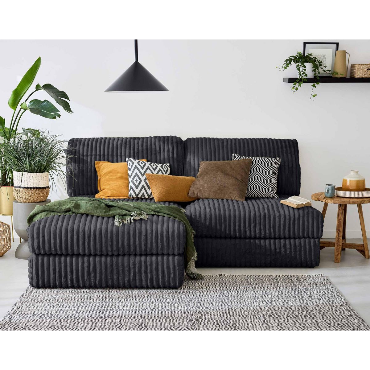 LISA DESIGN Jasper - module d'assise - en fausse fourrure côtelée