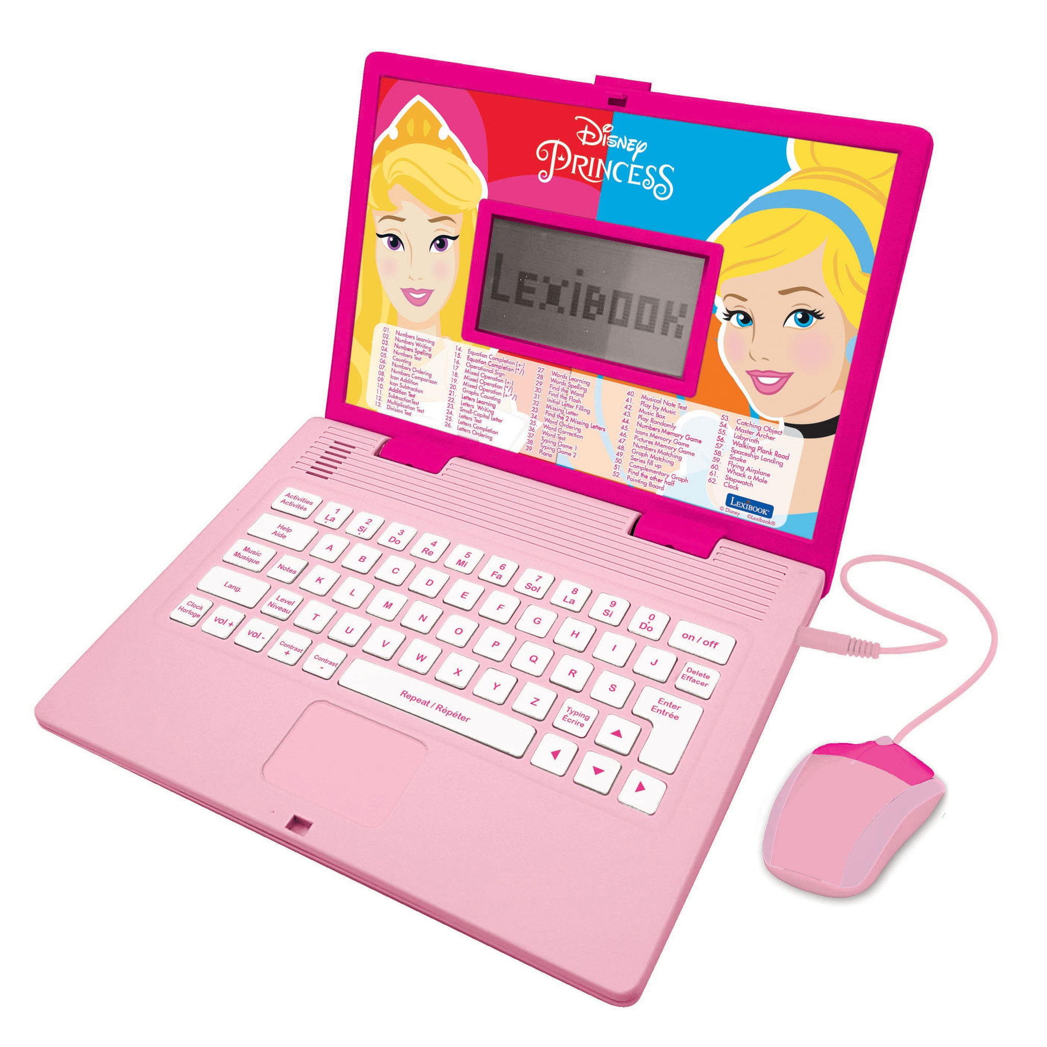 Lexibook Ordinateur portable éducatif bilingue Disney Princesse (FR/EN)