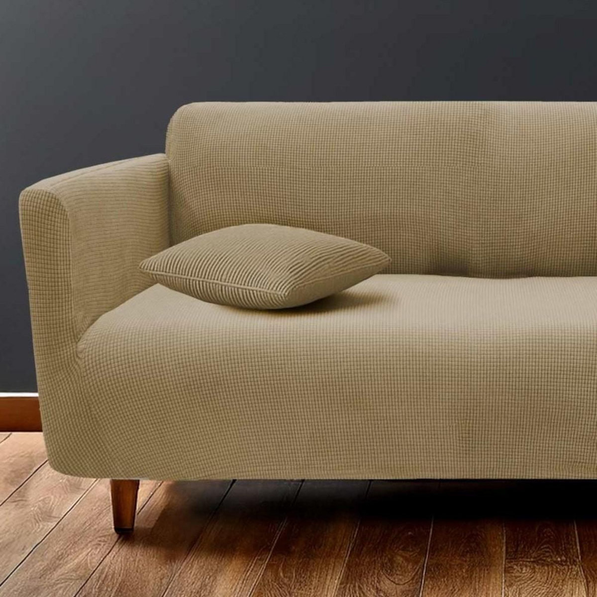 L3C Housse de canapé extensible en polyester gaufré coloris beige