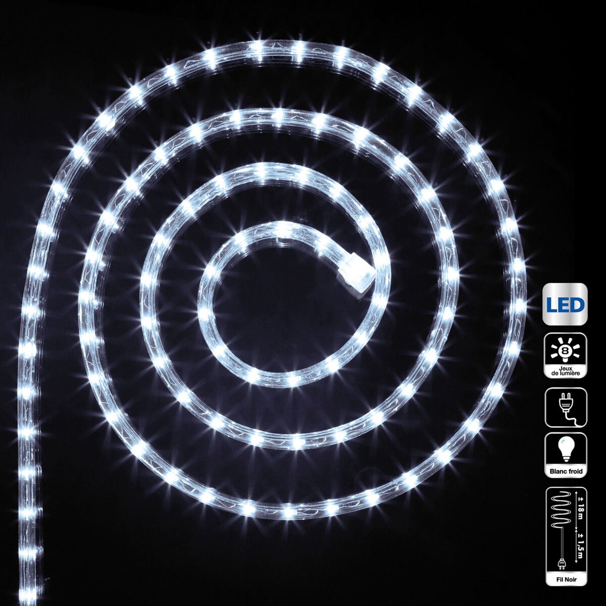 Fil lumineux intérieur extérieur 18 m 180 micro LED blanc chaud