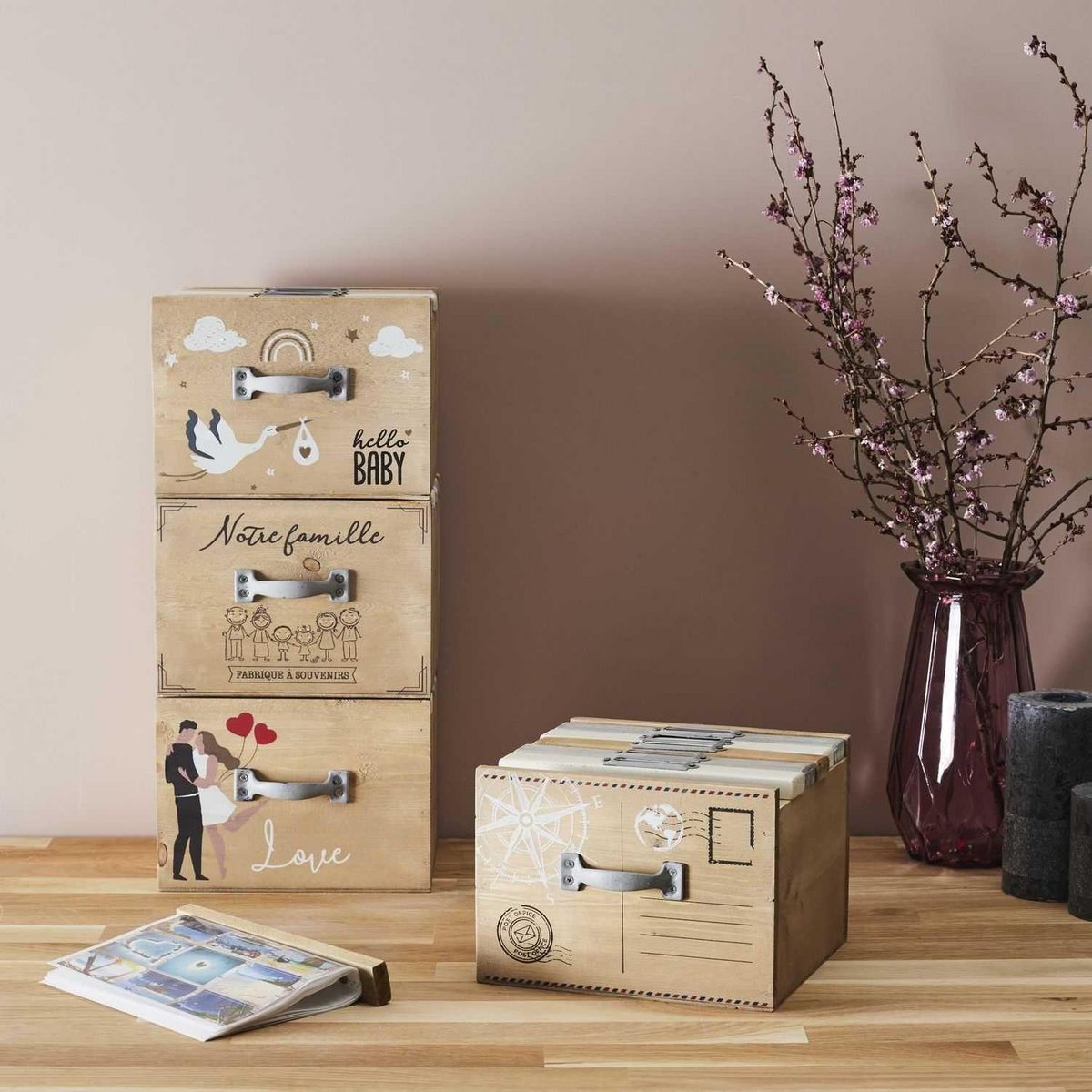 TOILINUX Album photo format box Love en MDF