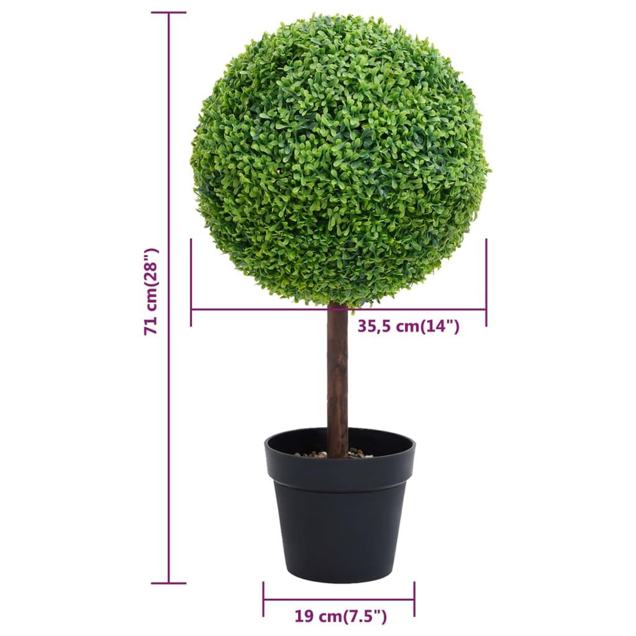 Voir la diapositive 5 : VIDAXL Plante de buis artificiel avec pot Forme de boule Vert 71 cm