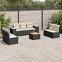 Voir la diapositive 1 : VIDAXL Salon de jardin 8 pcs avec coussins noir resine tressee
