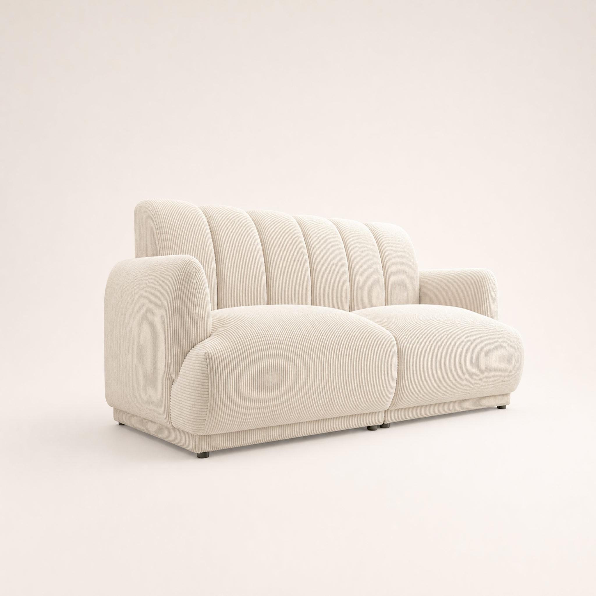 Voir la diapositive 3 : BEST MOBILIER Luigi - canapé droit 3 places en velours côtelé