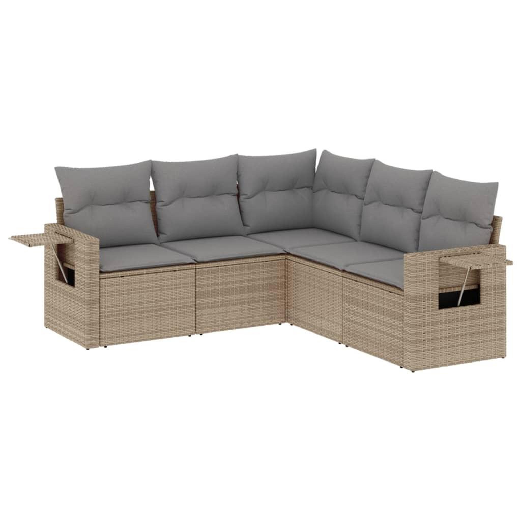 Voir la diapositive 2 : VIDAXL Salon de jardin avec coussins 5 pcs beige resine tressee
