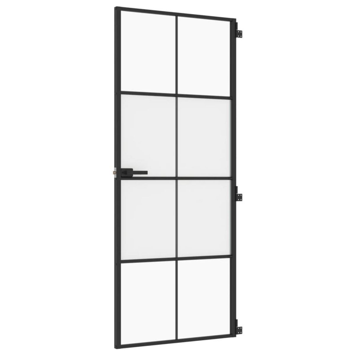 VIDAXL Porte interieure mince noir 83x201,5 cm verre trempe aluminium