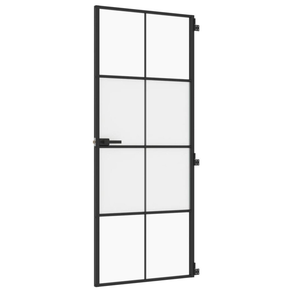VIDAXL Porte interieure mince noir 83x201,5 cm verre trempe aluminium