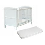 AT4 Lit bébé évolutif avec matelas ESSENTIEL 60 x 120 cm en bois. Coloris disponibles : Beige, Bicolore, Blanc
