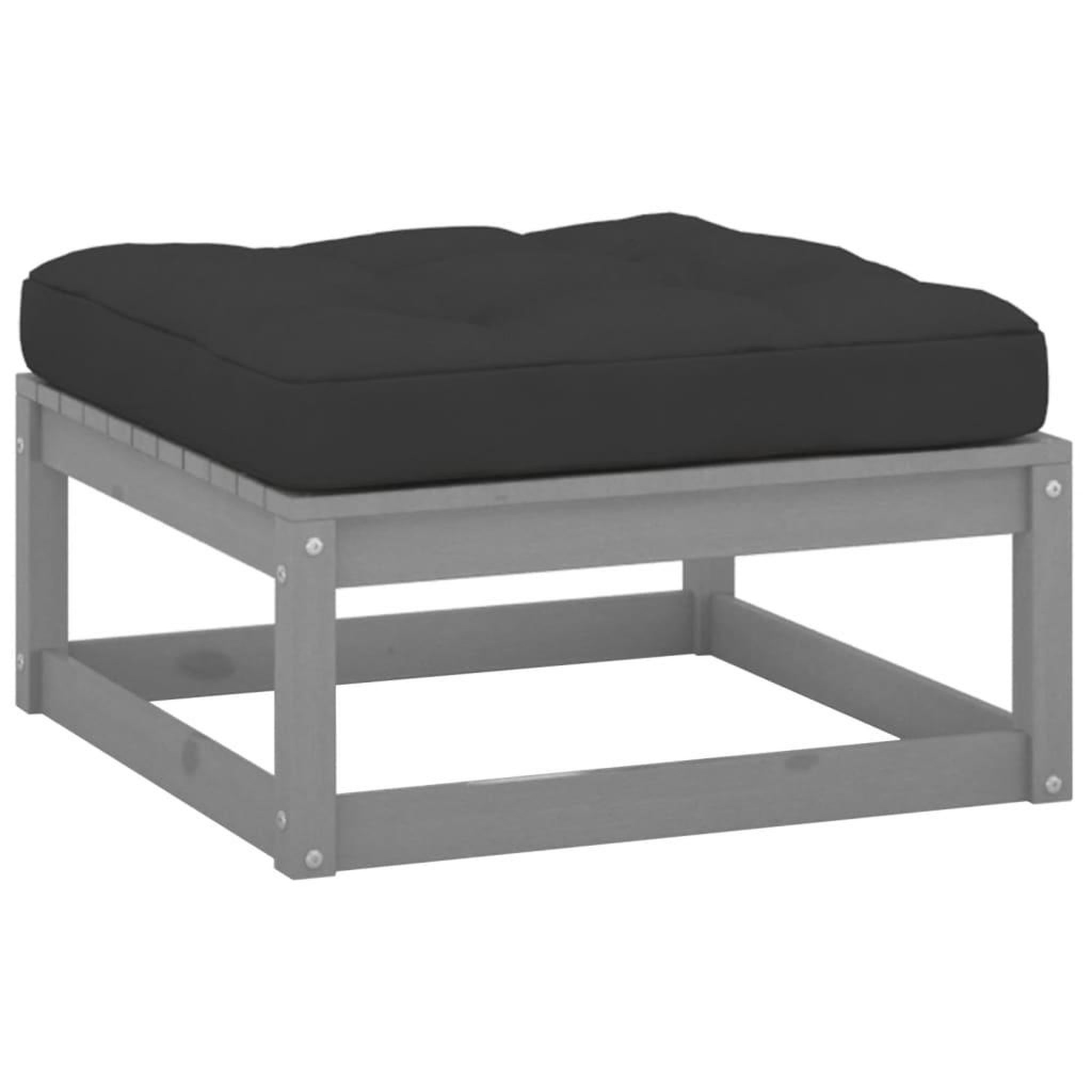 VIDAXL Repose-pied de jardin avec coussin Gris Bois de pin massif