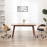 VIDAXL Chaise pivotante de bureau Noir Bois courbe et similicuir